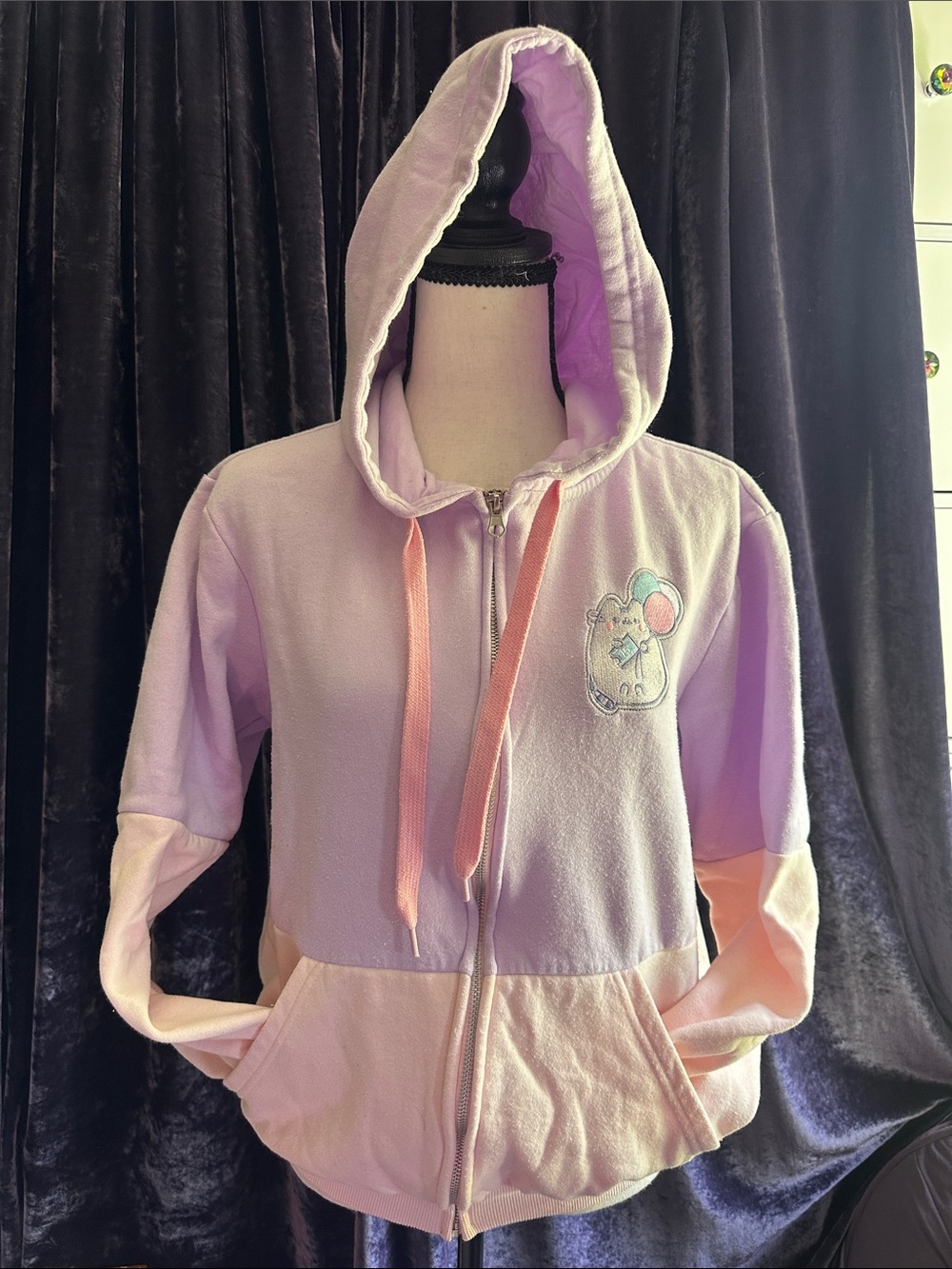 Pusheen Lavender & Pink Hooded Zip-Up Sweatshirt Sz Sm 15th Anniversary RARE